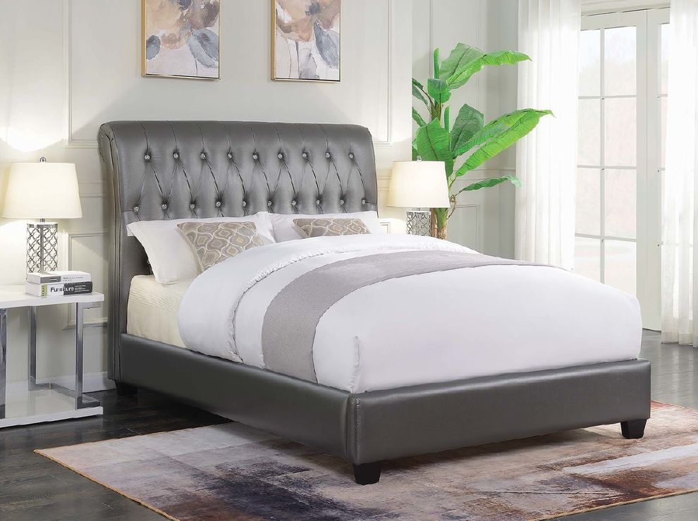 Twin bed in charcoal gray leatherette by Coaster