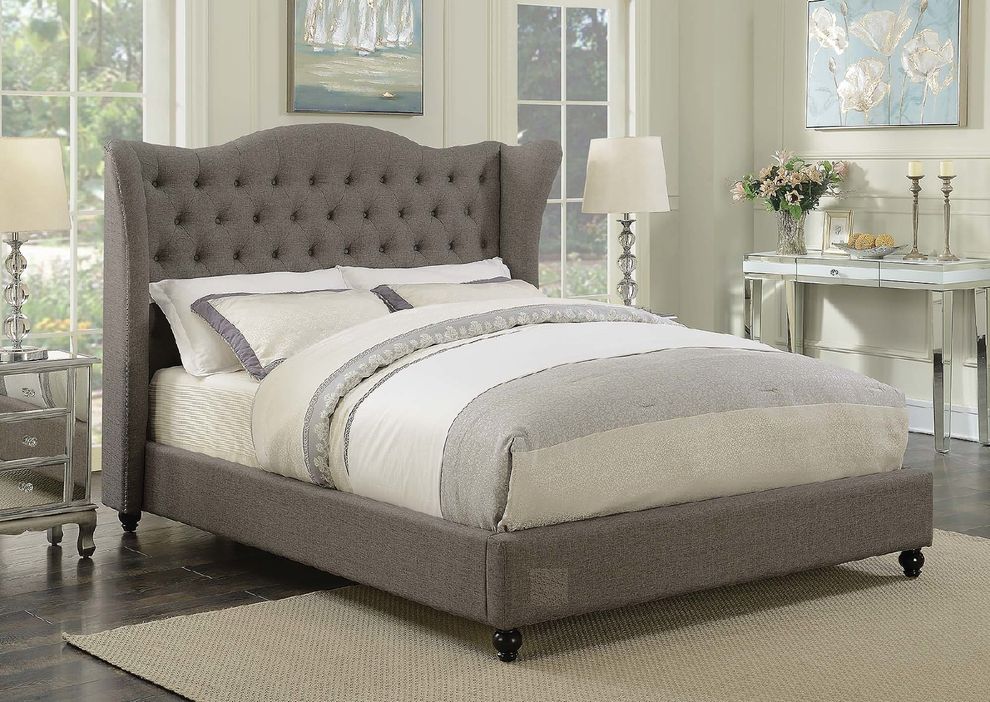 Newburgh grey upholstered twin bed by Coaster
