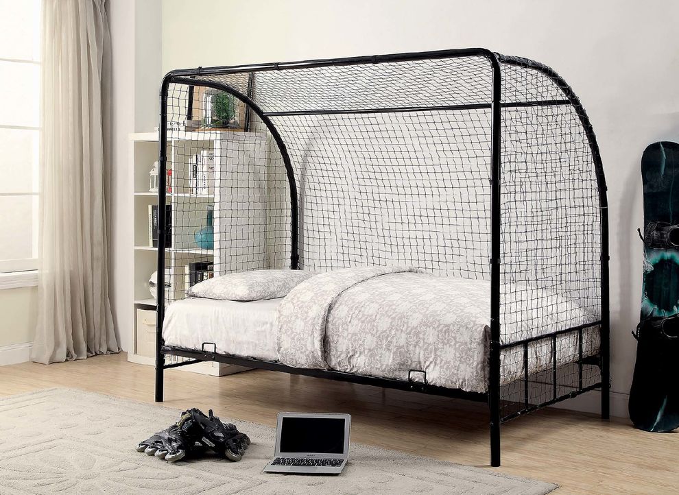 Black twin soccer goal bed by Coaster