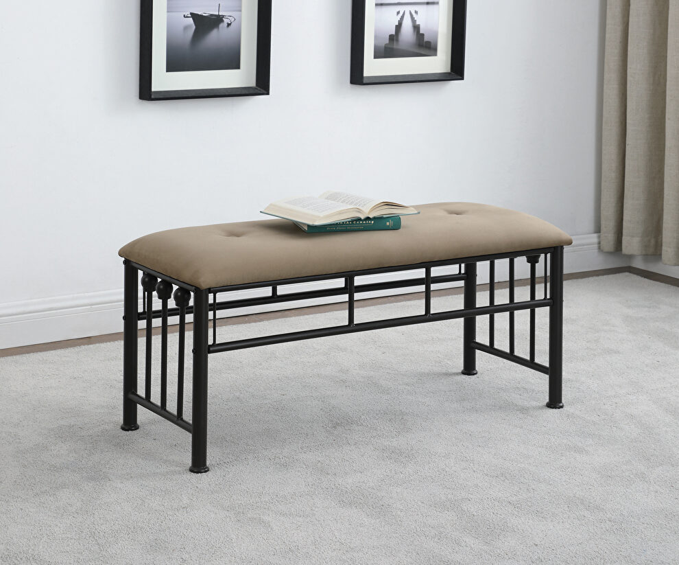 Brown micro-suede fabric bench by Coaster