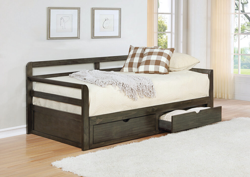 Twin xl daybed w/ trundle in gray finish by Coaster