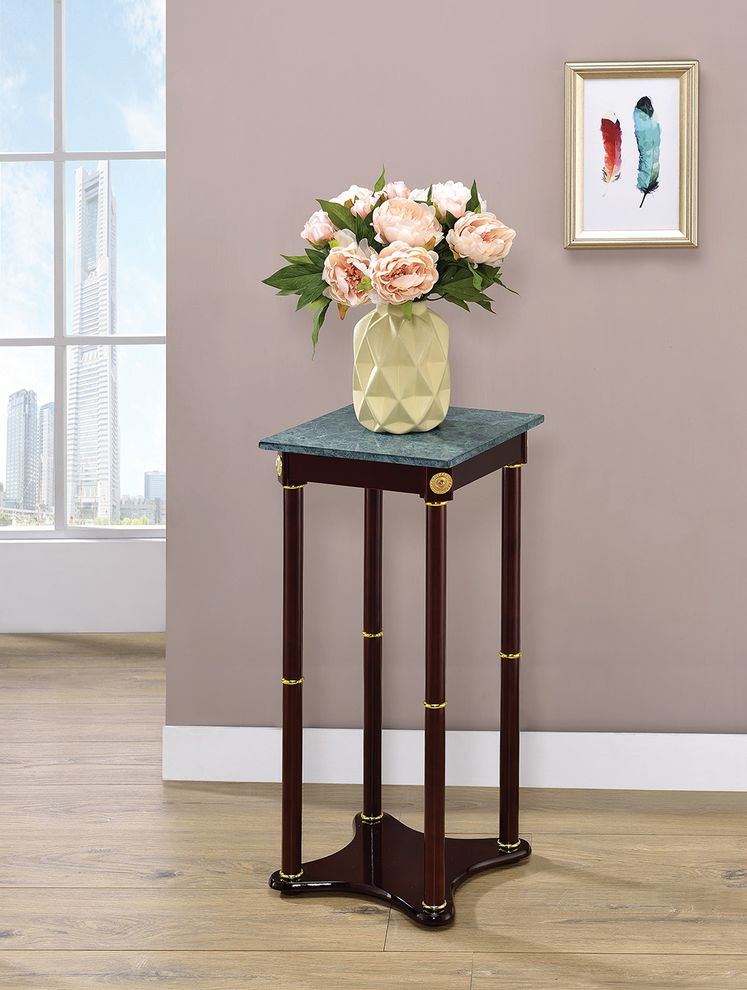 Traditional merlot square plant stand by Coaster
