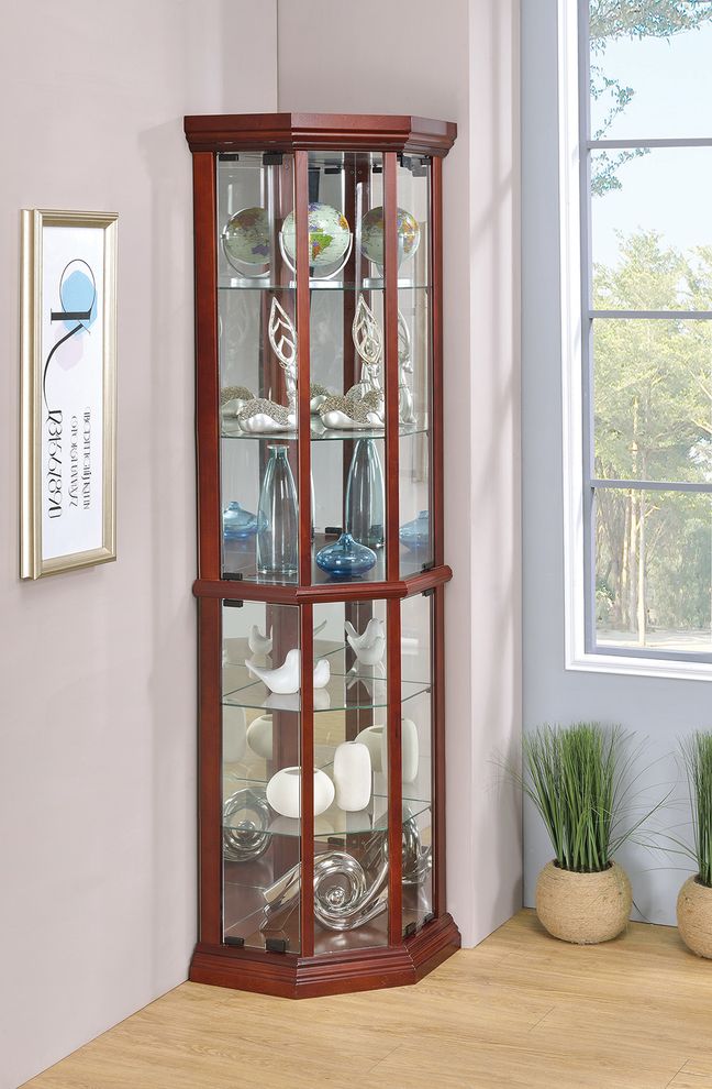 Cherry corner cabinet by Coaster