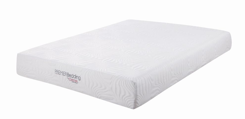 White 10-inch queen memory foam mattress by Coaster