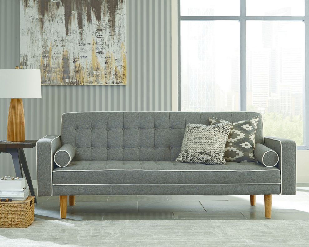 Gray woven fabric sofa bed by Coaster