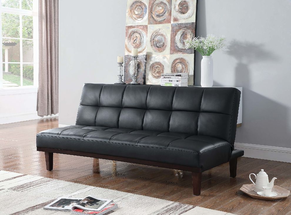 Sofa bed in black leatherette by Coaster
