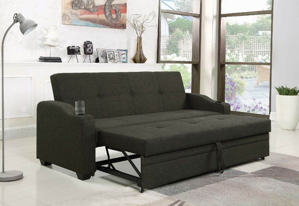 Sofa bed with sleeper and cup holders by Coaster