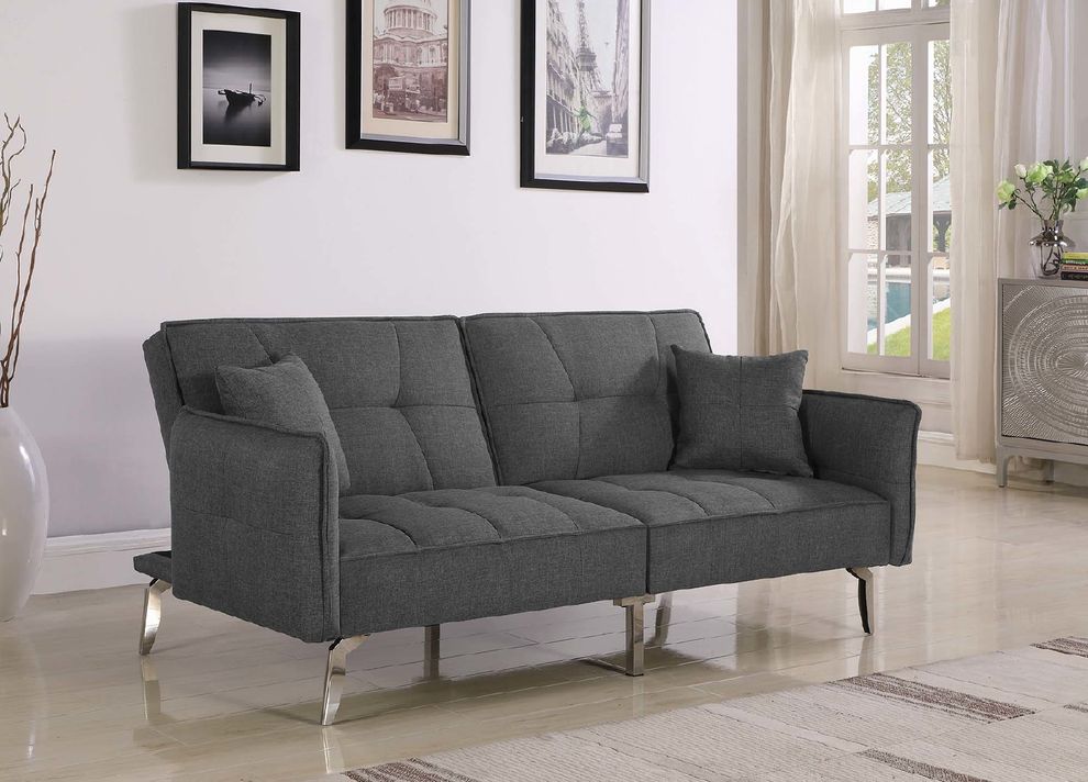 Modern grey and chrome sofa bed by Coaster