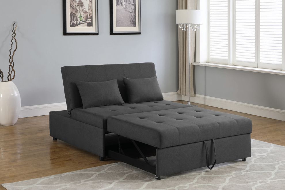 Sleeper sofa bed in gray linen-like fabric by Coaster