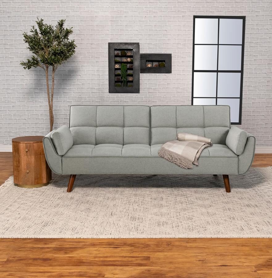 Upholstered buscuit tufted covertible sofa bed in grey by Coaster