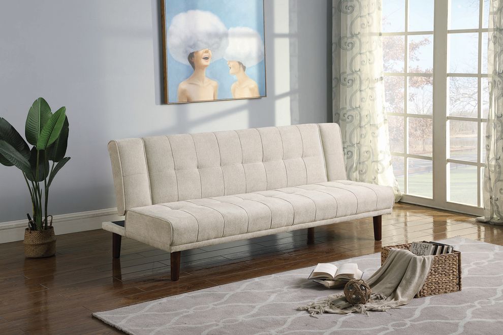 Sofa bed in beige performance chenille fabric by Coaster