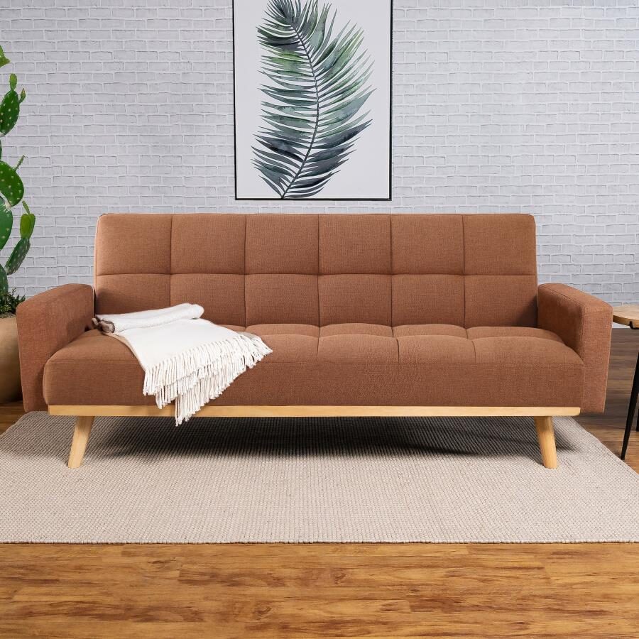 Upholstered track arms convertible sofa bed in terracotta by Coaster