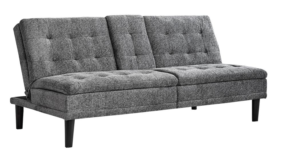 Gray chenille sofa bed w/ center console by Coaster
