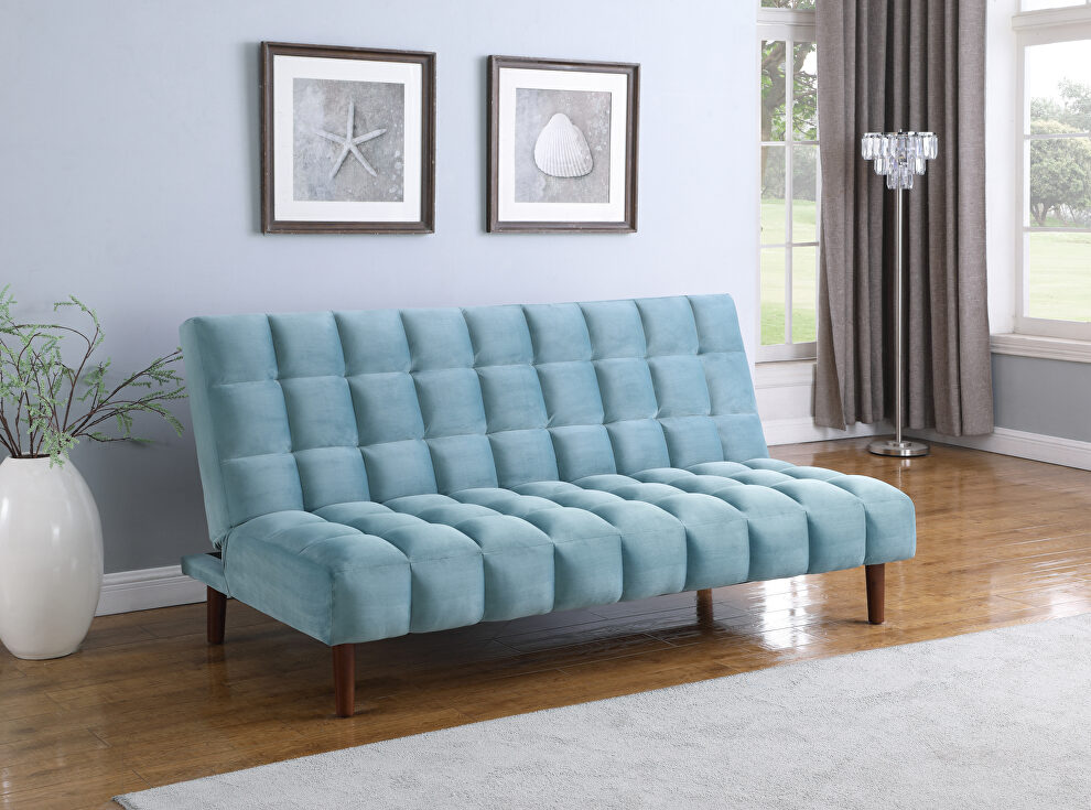 Sofa bed upholstered in durable teal velvet by Coaster