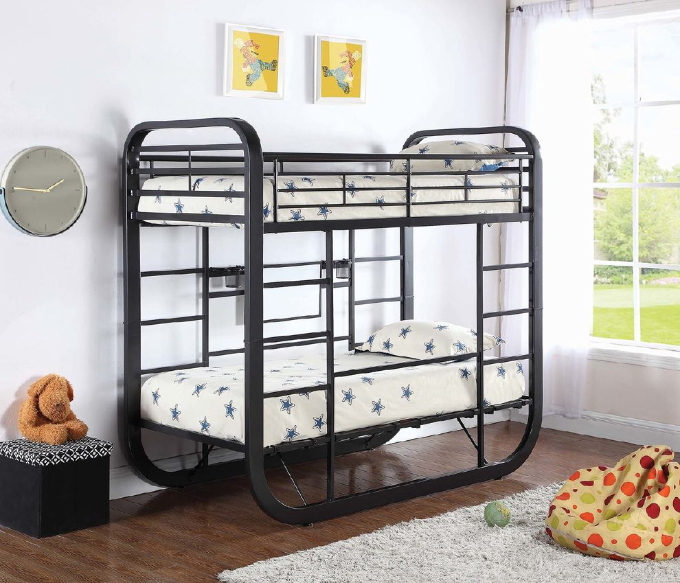 Archer casual chestnut twin workstation bunk bed by Coaster