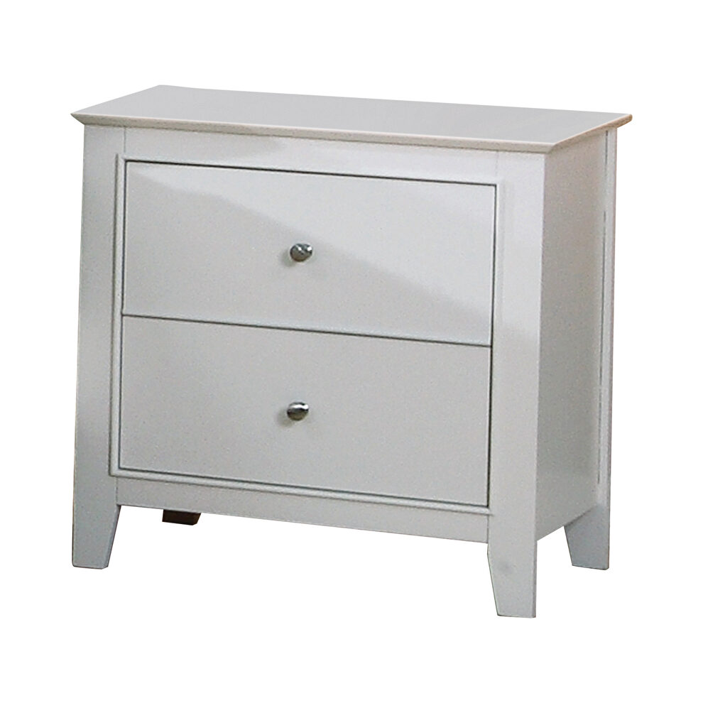 Contemporary white two-drawer nightstand by Coaster