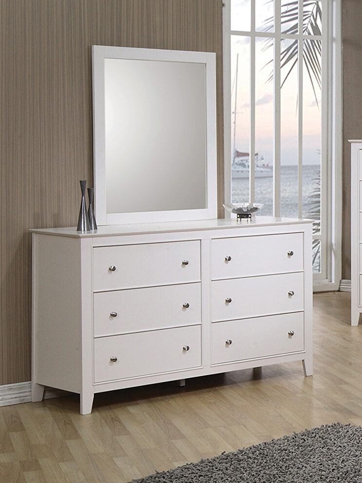 Contemporary white six-drawer dresser by Coaster