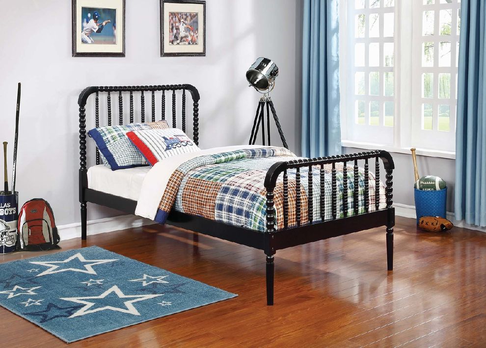 Traditional black twin bed for kids bedroom by Coaster