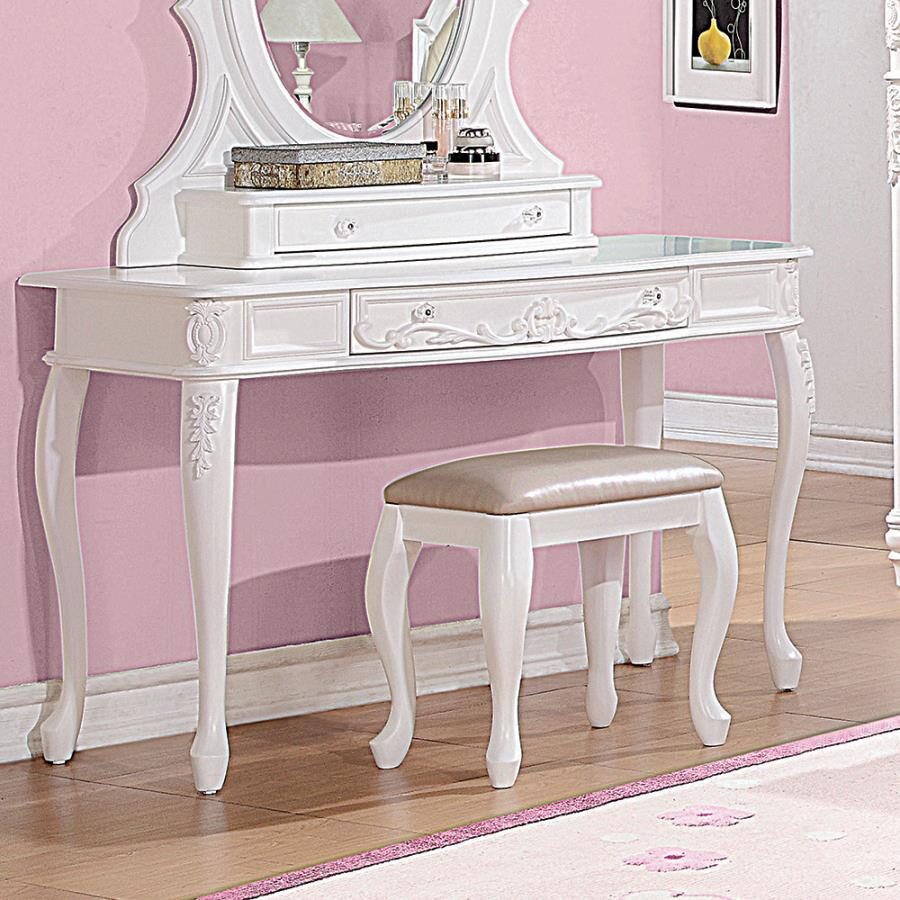 Caroline white vanity desk by Coaster