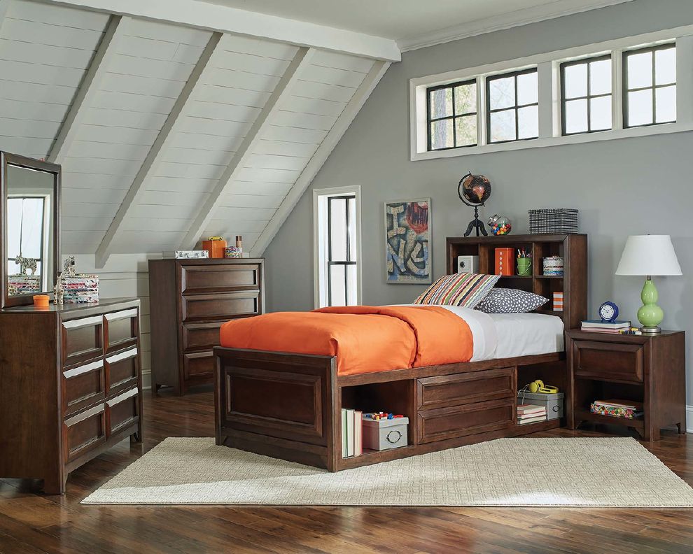 Transitional maple oak twin storage bed by Coaster