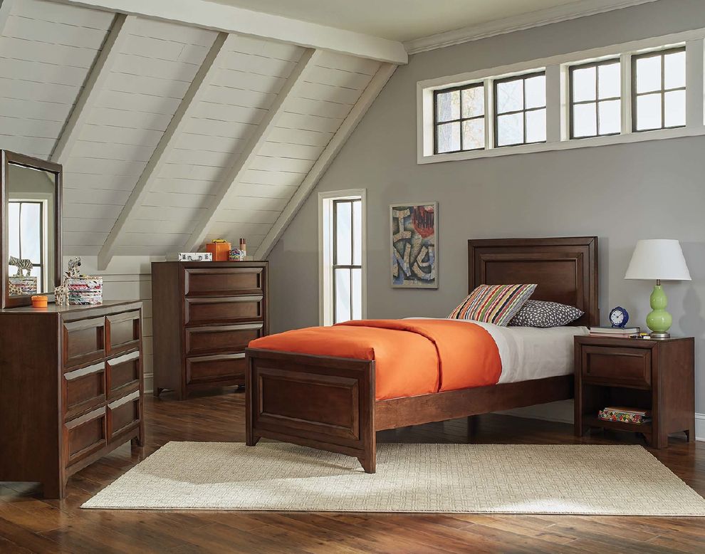 Transitional maple oak twin bed for kids by Coaster