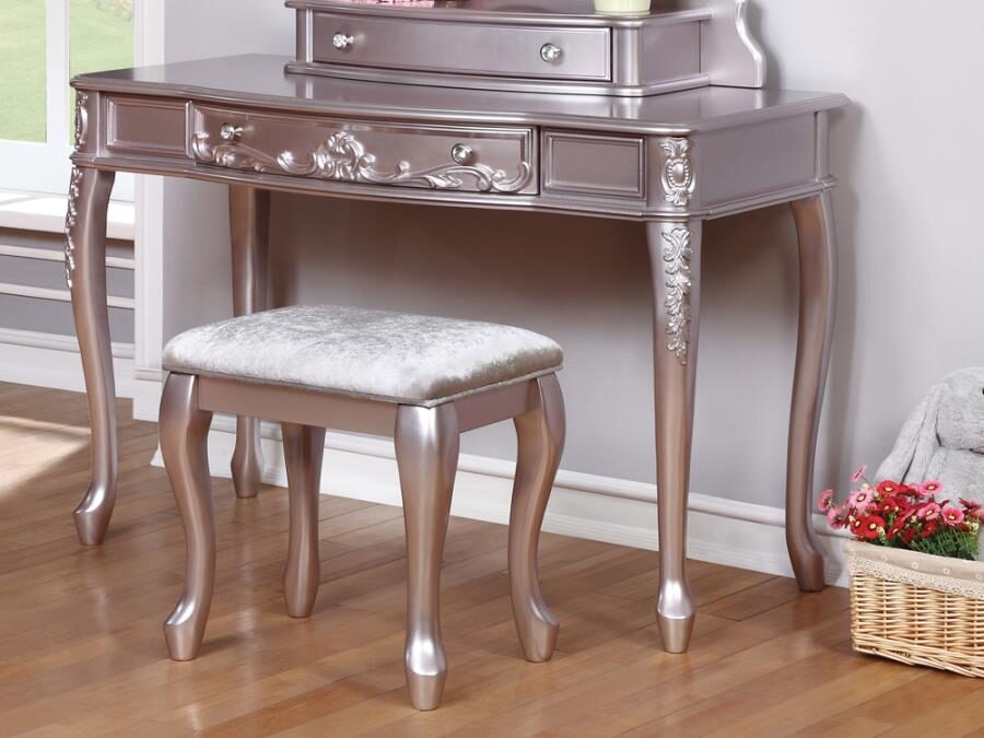 Caroline metallic lilac vanity desk by Coaster