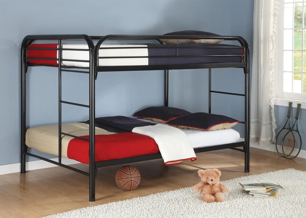 Fordham black full-over-full bunk bed by Coaster