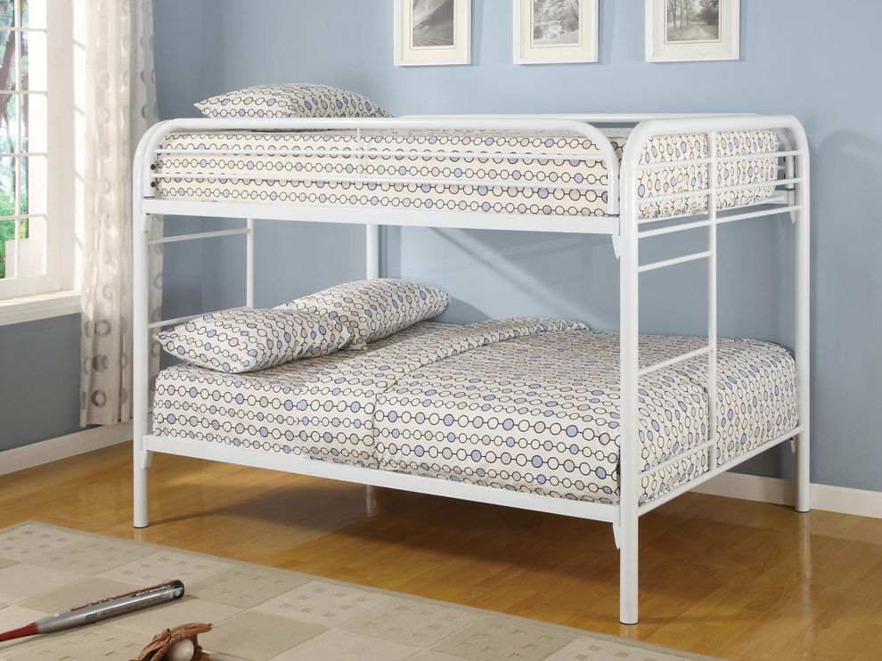 Fordham white full-over-full bunk bed by Coaster
