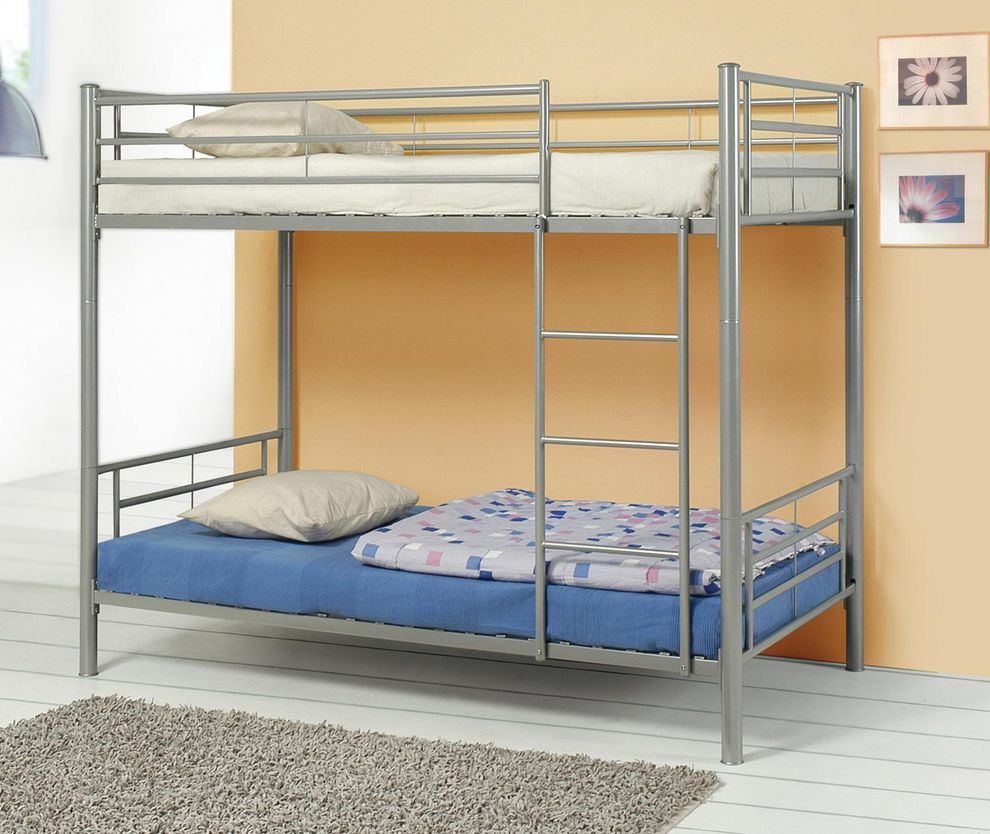 Twin/twin contemporary silver metal bunk bed by Coaster
