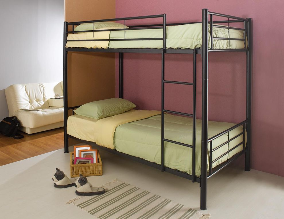 Twin/twin contemporary black metal bunk bed by Coaster