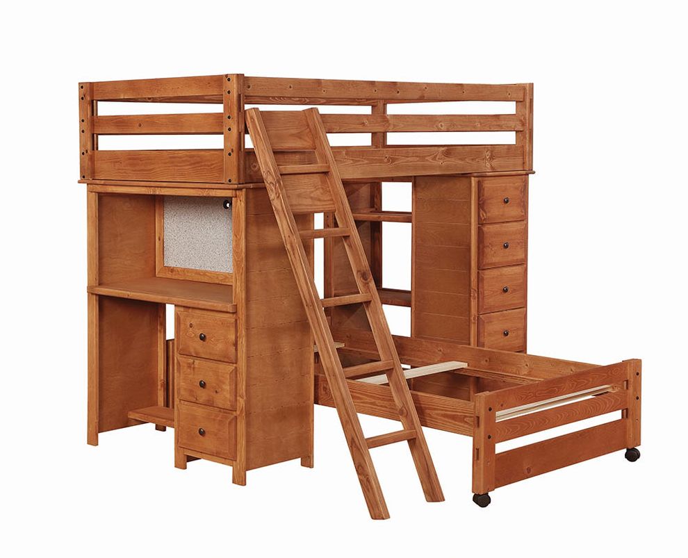 Wrangle hill twin-over-full loft bed with desk by Coaster