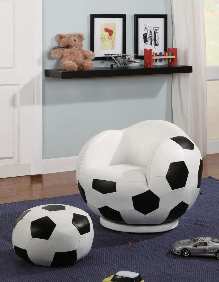 Small kids Soccer chair + ottoman set by Coaster