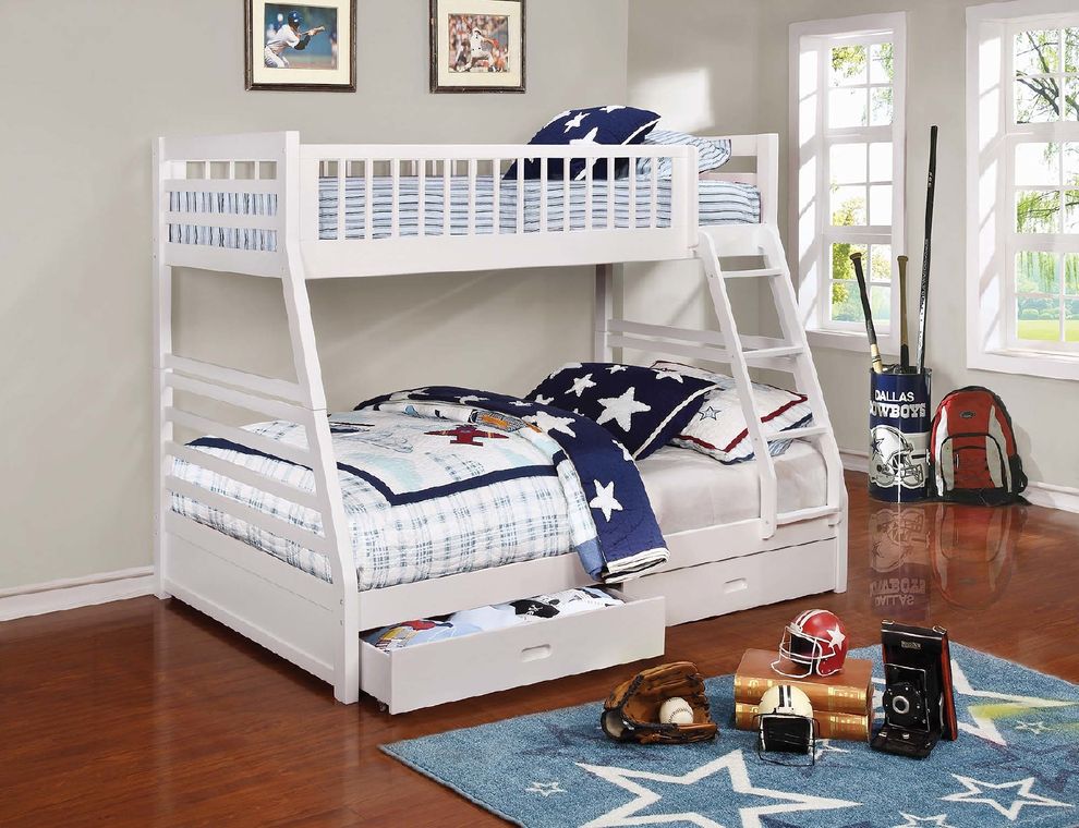 Ashton white twin-over-full bunk bed by Coaster