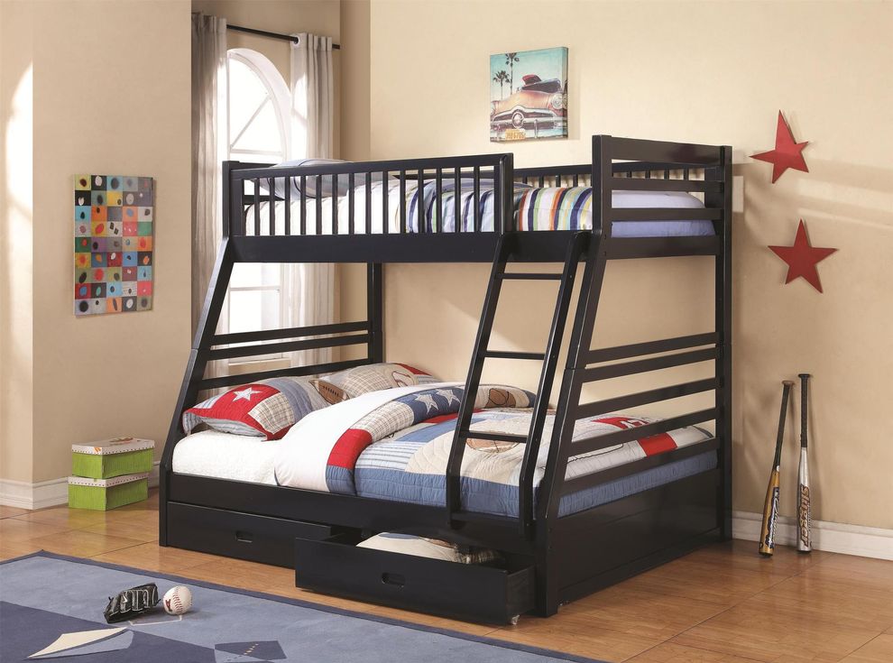 Twin-over-Full Bunk Bed in navy blue by Coaster