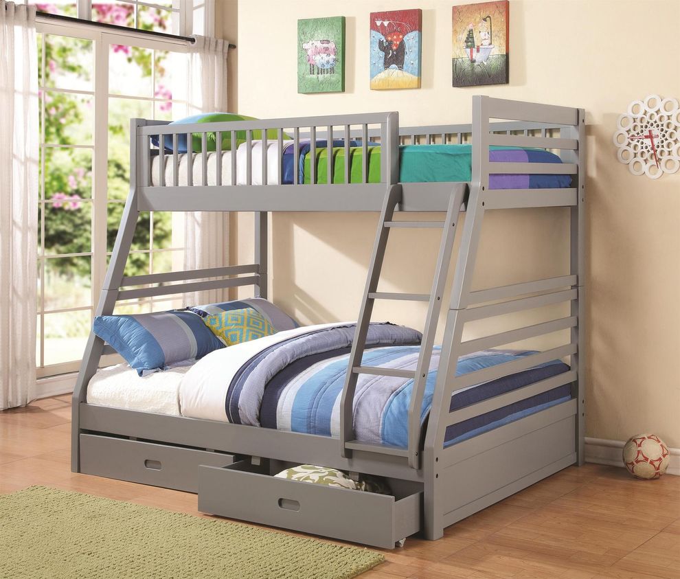 Ashton grey twin-over-full bunk bed by Coaster