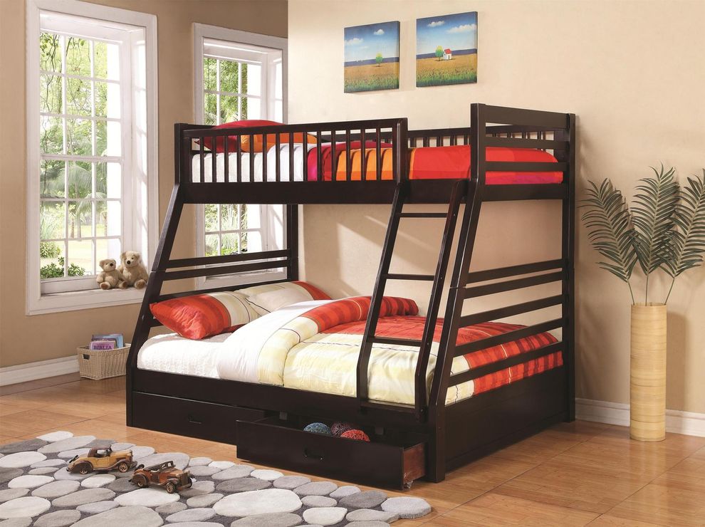 Ashton cappuccino twin-over-full bunk bed by Coaster