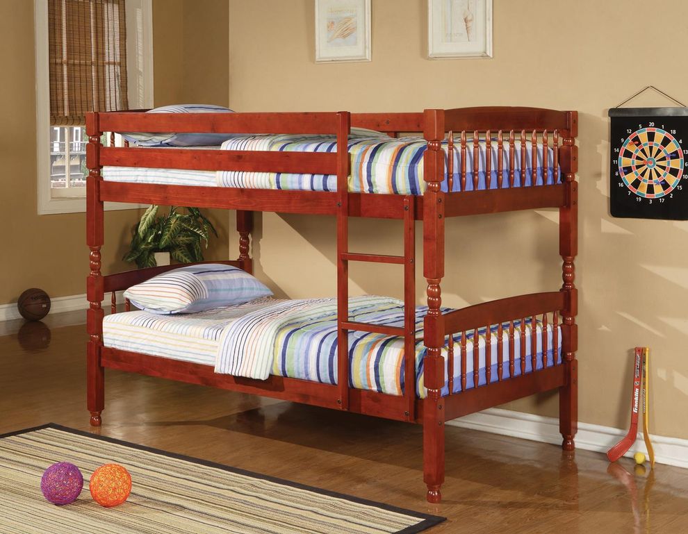 Twin/twin brown pine finish bunk bed by Coaster