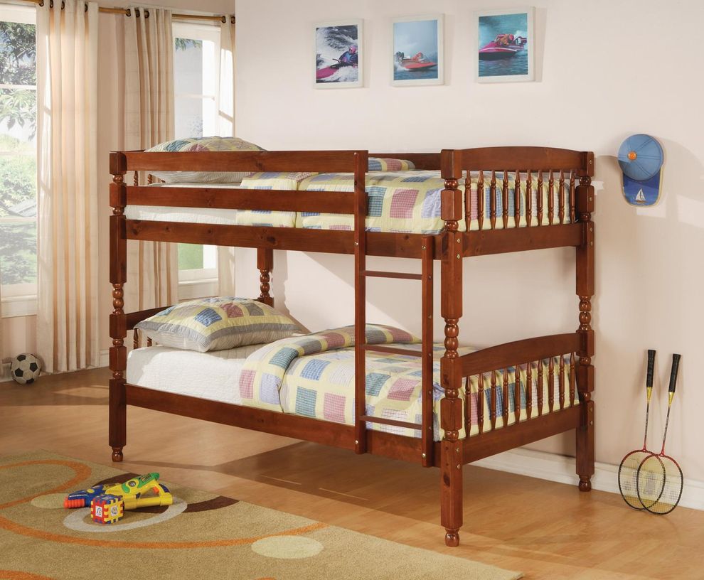 Twin/twin medium pine finish bunk bed by Coaster