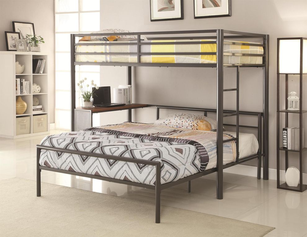 Metal workstation twin loft bed by Coaster