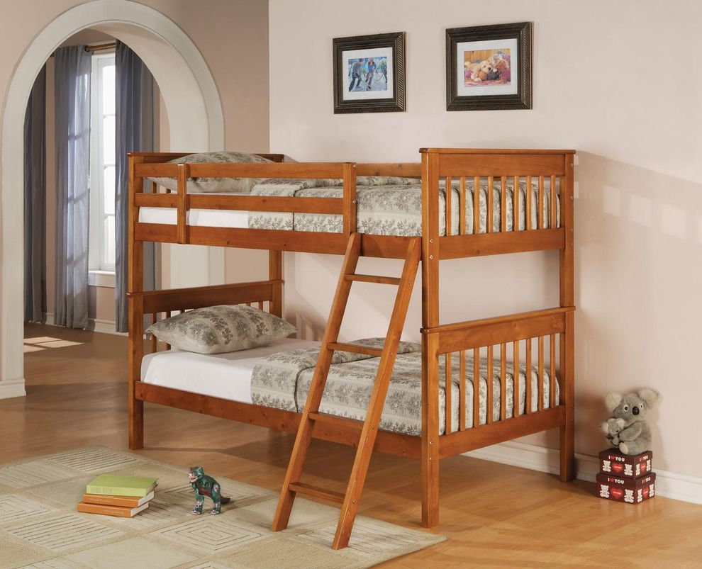 Twin/twin distressed pine finish bunk bed by Coaster