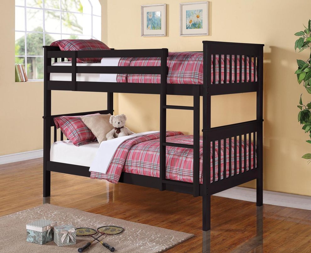 Twin/twin bunk bed in black by Coaster