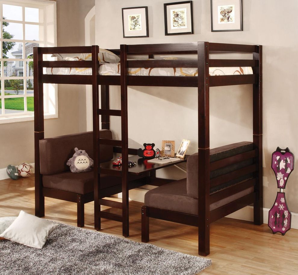 Joaquin transitional medium brown twin-over-twin bunk bed by Coaster