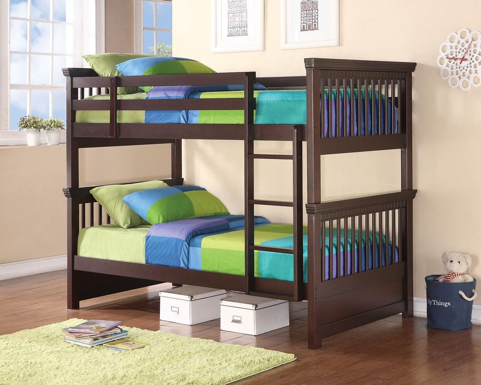 Miles cappuccino twin-over-twin bunk bed by Coaster