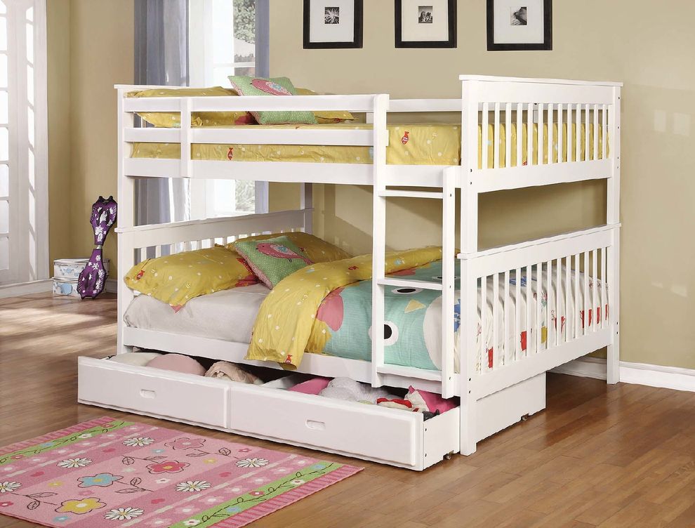 Chapman traditional white full-over-full bunk bed by Coaster