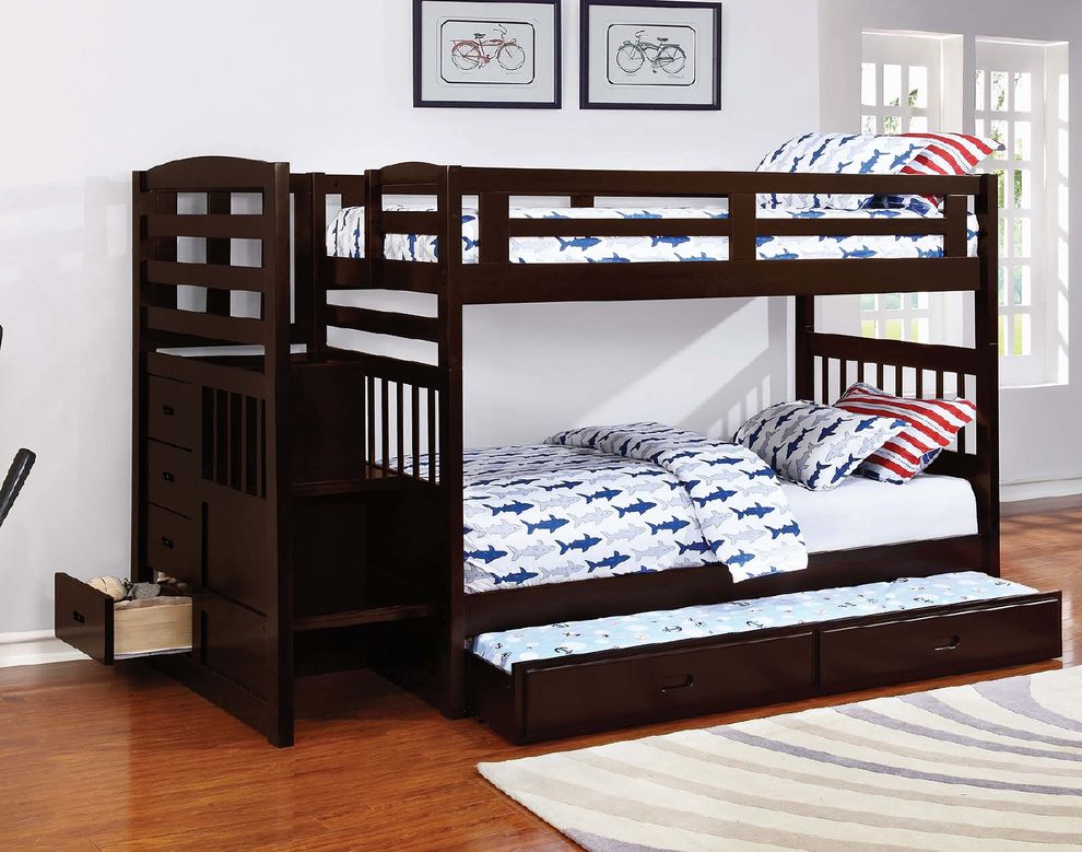 Dublin traditional cappuccino twin-over-twin bunk bed by Coaster