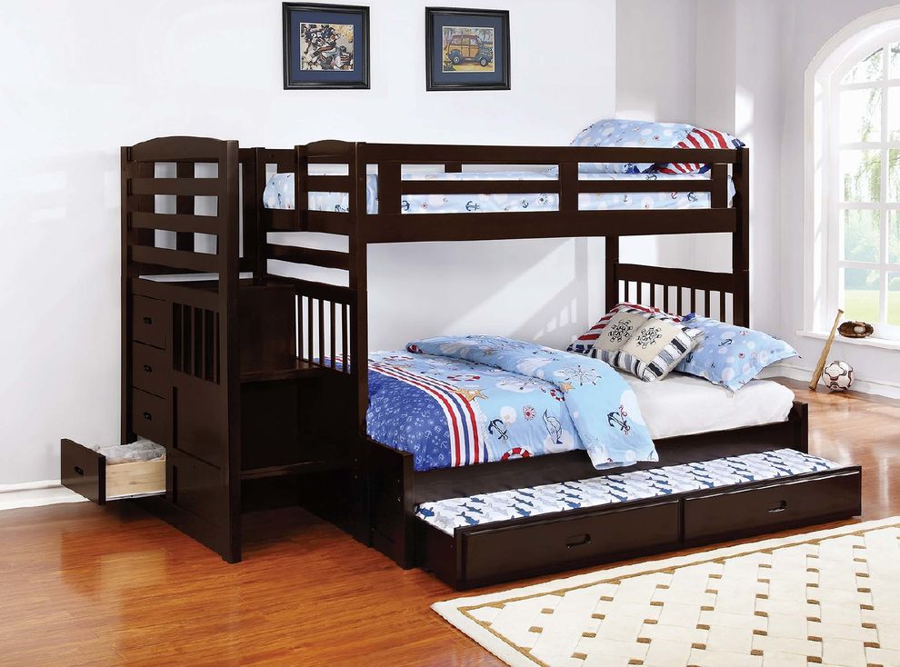 Dublin traditional cappuccino twin-over-full bunk bed by Coaster