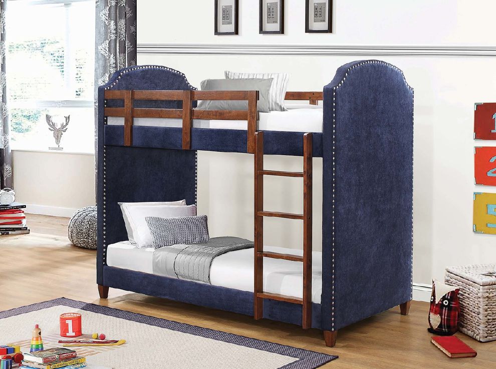 Charlene traditional navy twin-over-twin bunk bed by Coaster