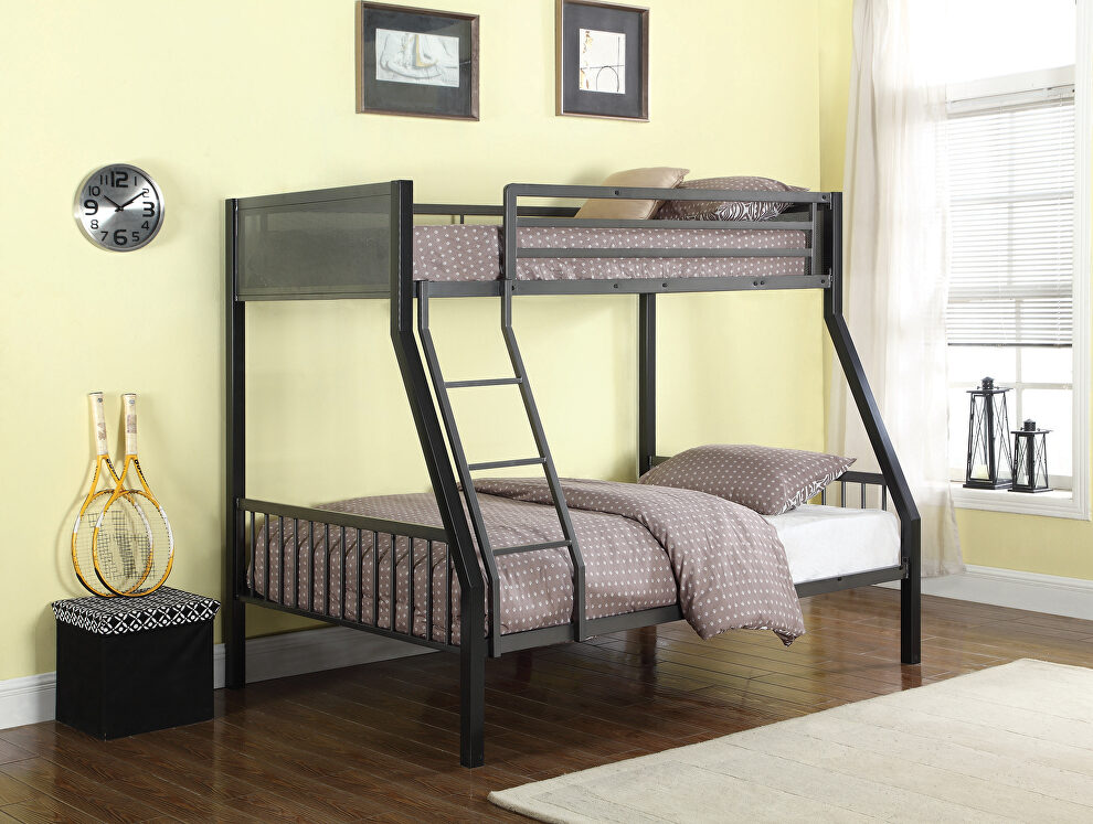Traditional grey twin-over-full bunk bed by Coaster