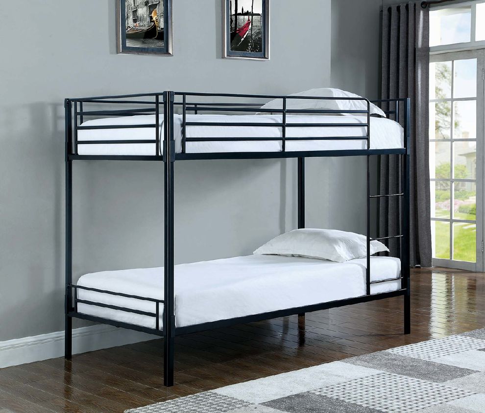 Boltzero contemporary black twin bunk bed by Coaster