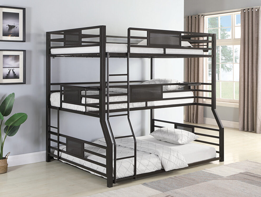 Dark bronze metal finish triple bunk bed by Coaster